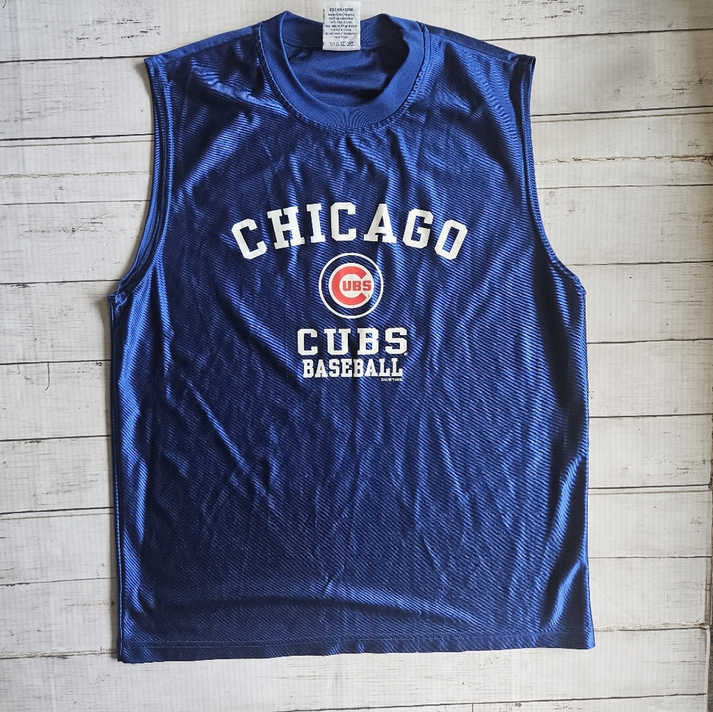 Vintage 2003 Chicago Cubs Baseball Sleeveless Shirt True Fan Mens M Blue MLB